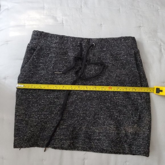 Wool Grey Double Lined Drawstring Grey Heathered Skirt - Picture 6 of 16